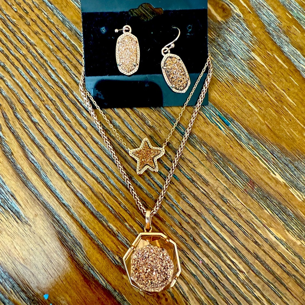 Lot of 3 pieces Kendra Scott copper druzy rose gold